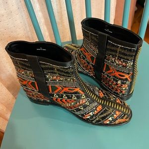 Alice and Olivia beaded, wedged, ankle boots